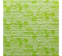 Стеновые 3D панели на самоклейке под кирпич из мрамора №64 зеленый