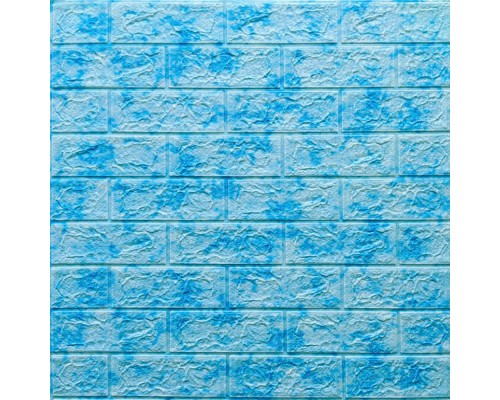 Стеновые 3D панели на самоклейке под кирпич из мрамора №65 голубой