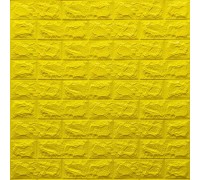 Стеновые 3D панели на самоклейке под кирпич №10/1 желтый