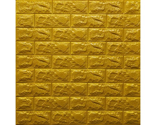 Стеновые 3D панели на самоклейке под кирпич №11/1 золотой
