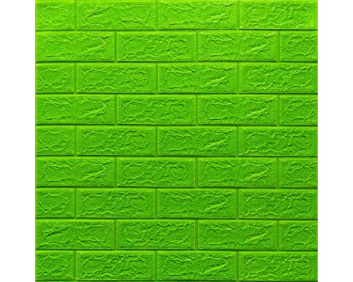 Стінові 3D панелі на самоклейці під цеглу №13 зелений