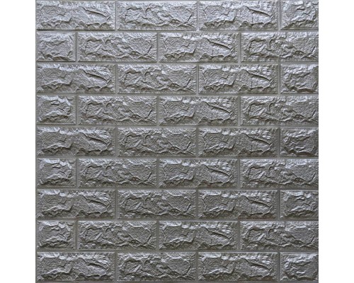 Стінові 3D панелі на самоклейці під цеглу №17/1 срібний