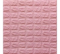 Стеновые 3D панели на самоклейке под кирпич №4/1 розовый