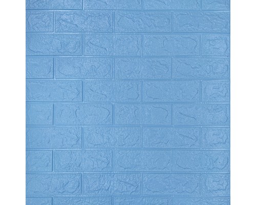 Стеновые 3D панели на самоклейке под кирпич №5 голубой