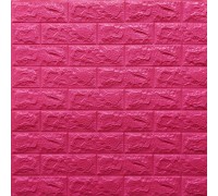 Стеновые 3D панели на самоклейке под кирпич №6/1 темно-розовый
