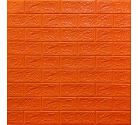 Стеновые 3D панели на самоклейке под кирпич №7 оранжевый