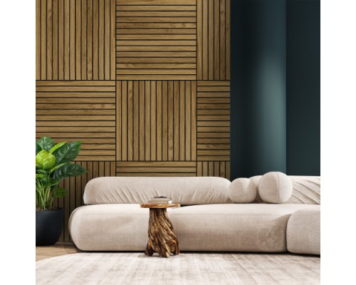 Панель декоративная реечная акустическая на войлоке с натуральным шпоном из Дуба 600х600мм