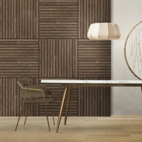 Панель декоративная реечная акустическая на войлоке с натуральным шпоном из Ореха 300х300мм