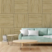 Панель декоративная реечная акустическая на войлоке с натуральным шпоном из Ясеня 300x300мм