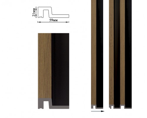 Стартовая планка к стеновым панелям 3D полимерные Umi серии 116мм под имитацию реек