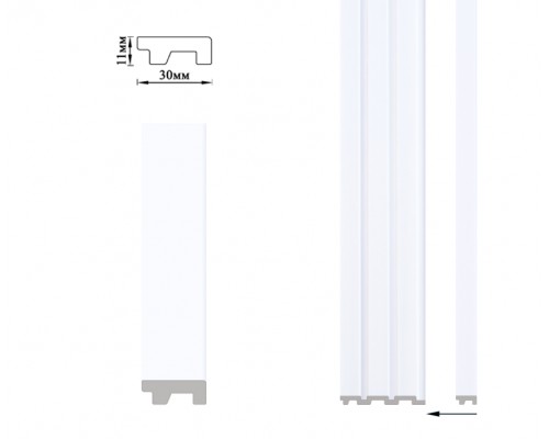 Финишная планка к стеновым панелям 3D полимерные Umi серии 118мм под имитацию реек