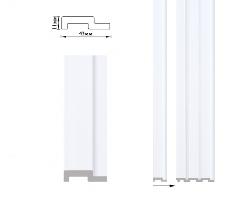 Стартовая планка к стеновым панелям 3D полимерные Umi серии 118мм под имитацию реек