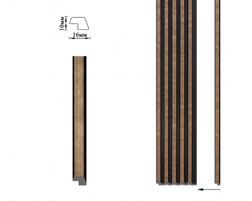 Финишная планка к стеновым панелям 3D полимерные Umi серии 120мм под имитацию реек