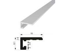 Плінтус алюмінієвий - мікроплінтус профіль 1.4*15 мм анодоване срібло
