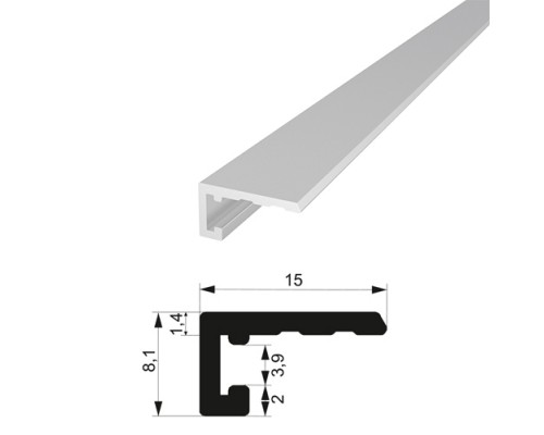 Плинтус алюминиевый - микроплинтус профиль 1.4*15 мм анодированное серебро