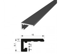 Плінтус алюмінієвий - мікроплінтус профіль 1.4*15 мм RAL9005 чорний