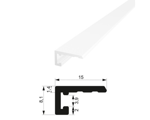 Плинтус алюминиевый - микроплинтус профиль 1.4*15 мм RAL9016 белый