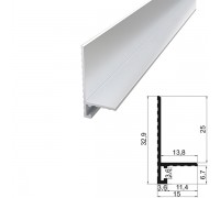 Міні-плінтус алюмінієвий плаский профіль 15*25мм анодоване срібло