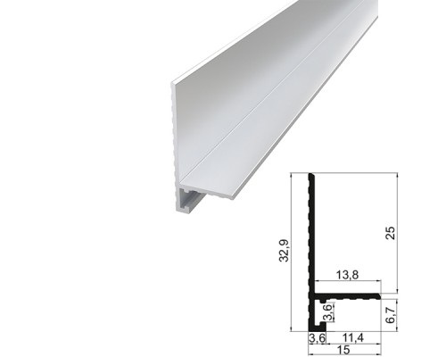 Мини-плинтус алюминиевый плоский профиль 15*25мм анодированное серебро