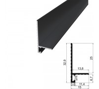 Міні-плінтус алюмінієвий плаский профіль 15*25мм RAL9005 чорний