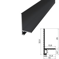 Мини-плинтус алюминиевый плоский профиль 15*25мм RAL9005 чорный