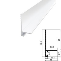 Мини-плинтус алюминиевый плоский профиль 15*25мм RAL9016 белый