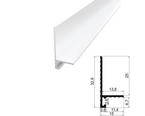 Мини-плинтус алюминиевый плоский профиль 15*25мм RAL9016 белый