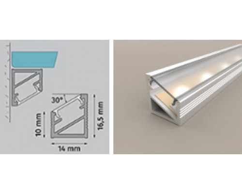 Профиль алюминиевый угловой для LED подсветки Cezar 1417