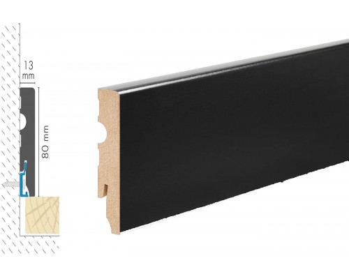 Плинтус Cezar MDF 80мм декор 9005 чорный