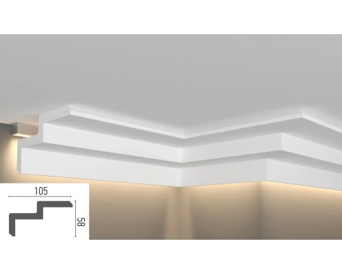 Плинтус EliteDecor ввиде карниза для скрытой подстветки C968