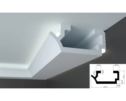 Карниз EliteDecor для прихованої підствітки Tesori KD410