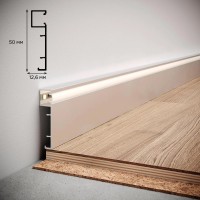 Плинтус алюминиевый WT L5012N высотой 50мм для LED подсветки боковой, покраска в цвет RAL