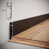 Плинтус алюминиевый WT L5012 высотой 50мм для LED подсветки вверх, покраска в цвет RAL9005 чорный