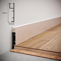 Плинтус алюминиевый WT L5012 высотой 50мм для LED подсветки вверх, покраска в цвет RAL