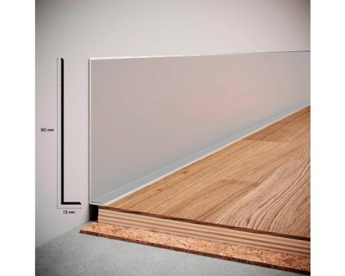 Плинтус алюминиевый WT тонкий профиль NL90 90мм анодированный