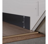 Плинтус алюминиевый (полоса тонкая) WT NL80 толщина 2мм RAL9005 чорный