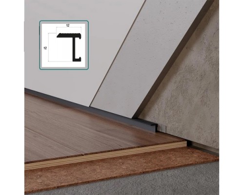 Профиль алюминиевый скрытого монтажа 10 мм для LED подсветки WT S1012new (теневой шов) RAL9005 чорный