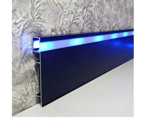 Плінтус алюмінієвий BD78 78мм для LED-підсвічування чорний RAL9005