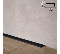 Антиплинтус алюминиевый плоский профиль P07 2*22мм RAL-9005 чорный