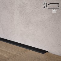 Антиплинтус алюминиевый плоский профиль P07 2*22мм RAL-9005 чорный