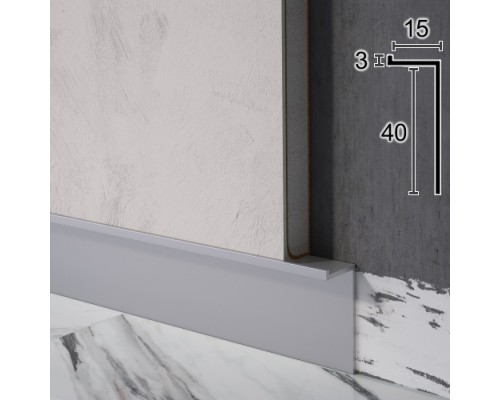 Плинтус алюминиевый WT P104 скрытый 40мм анодированный