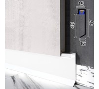 Плинтус алюминиевый WT P124 скрытого монтажа 40мм для LED-подсветки RAL9016 белый