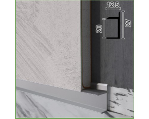 Плинтус алюминиевый WT P128 скрытый 20мм анодированный
