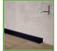 Мини-плинтус алюминиевый плоский профиль WT P22 2*22мм RAL-9005 чорный