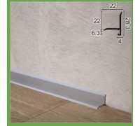 Мини-плинтус алюминиевый плоский профиль WT P22 2*22мм анодированное серебро
