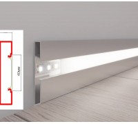 Плинтус накладной WT Profil 70мм для LED-подсветки анодированное серебро
