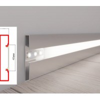 Плинтус накладной WT Profil 70мм для LED-подсветки RAL