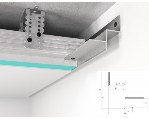 Профиль алюминиевый теневого шва 22 мм WT Profil WT20